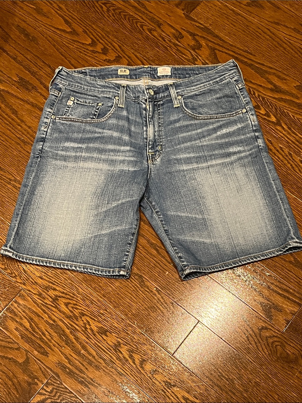 AG Adriano Goldschmied Light Blue Washed Denim Shorts